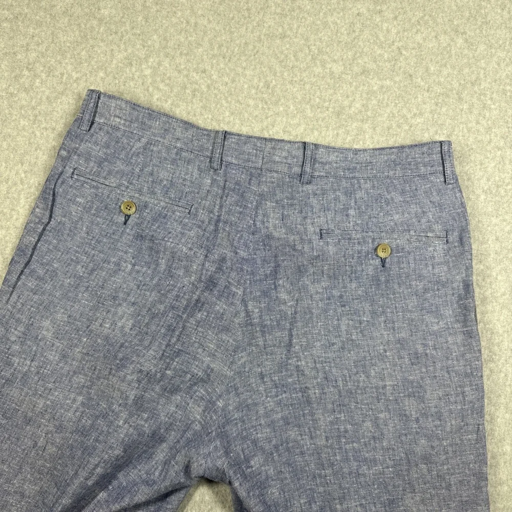 Alan Flusser Pleated Linen Rayon Blend Pants Men's 34x30 Blue Trousers Cuffed